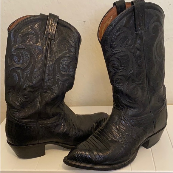 Tony Lama Shoes | Lizard Skin Black Boots | Poshmark